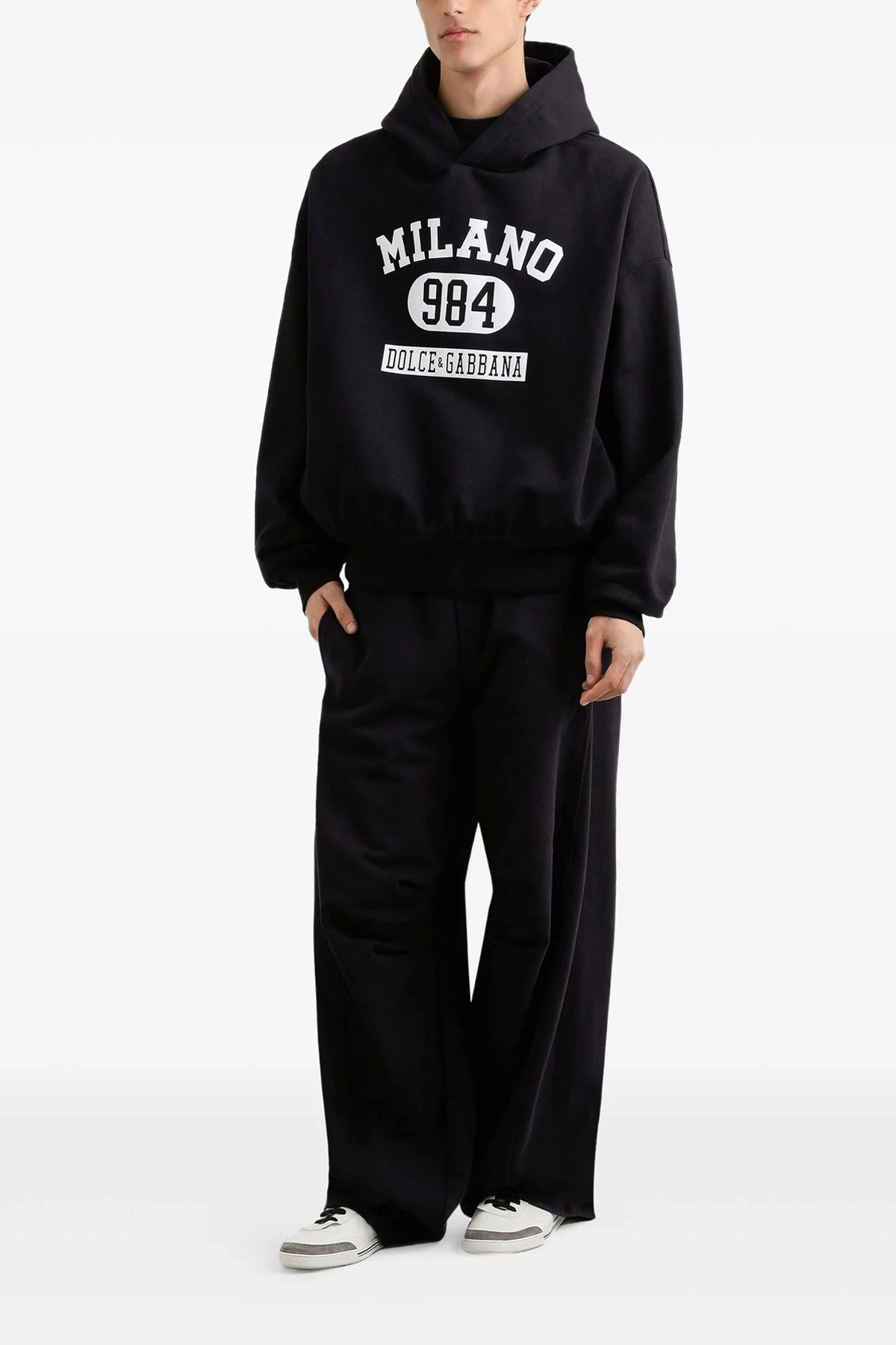 Flocked print hoodie - 2
