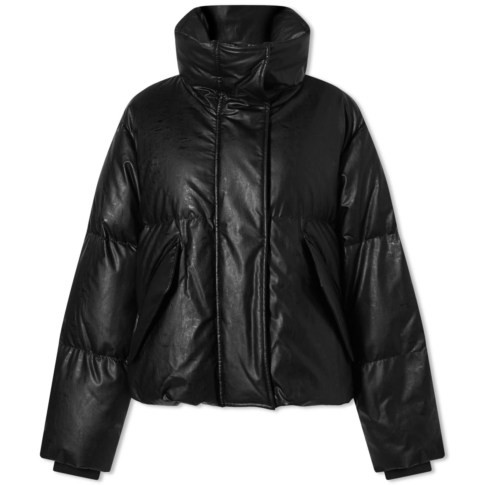 定価223,300円 MM6 Maison Margiela PUFFER S MM6 Maison Margiela Faux Leather Down Puffer Jacket - Black