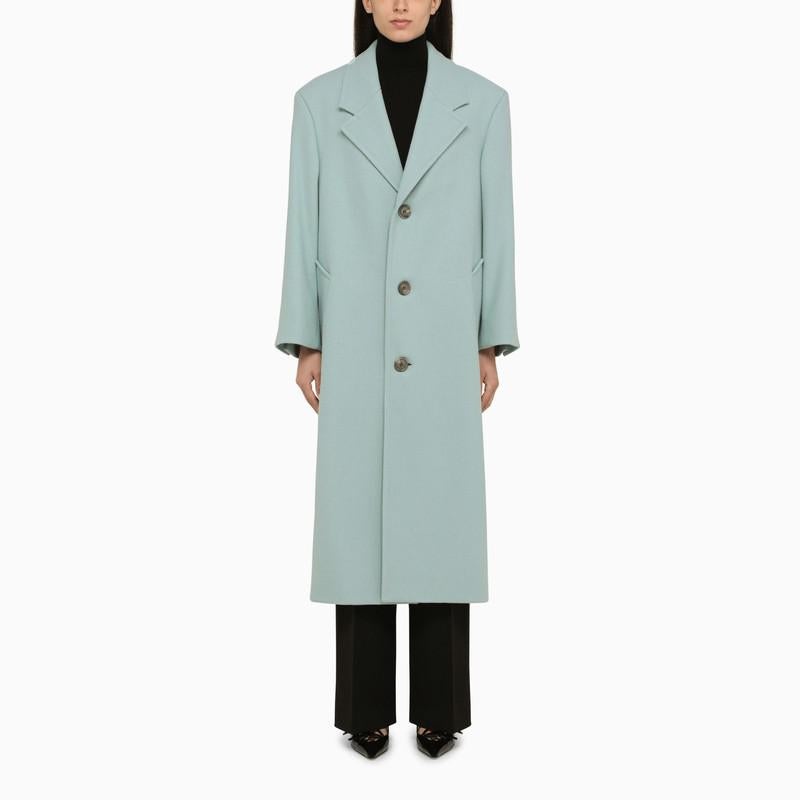 コート AMI Single-breasted virgin wool coat aquamarine HCO307WV0016 AMI Paris AMI PARIS AQUAMARINE SINGLE-BREASTED COAT