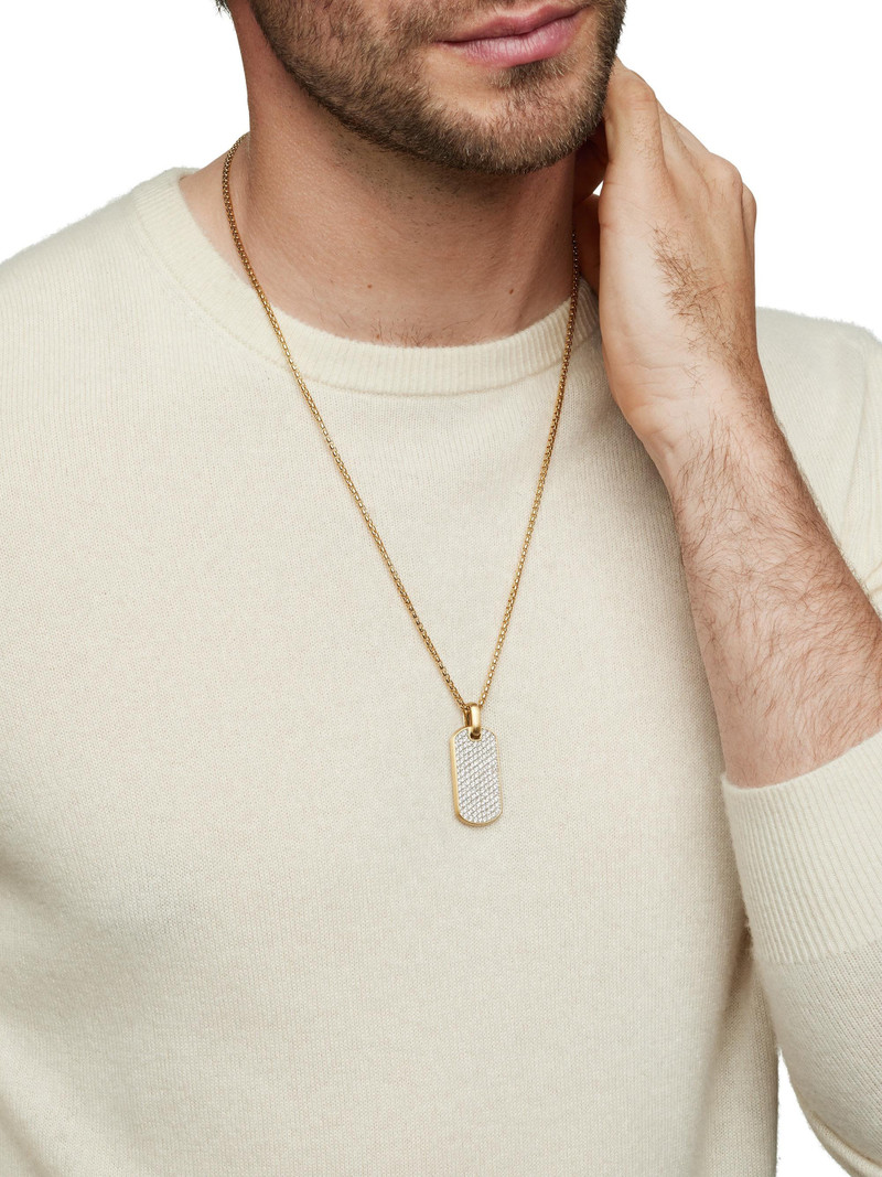 Men's Chevron Pavé Tag in 18K Yellow Gold - Gold 8
