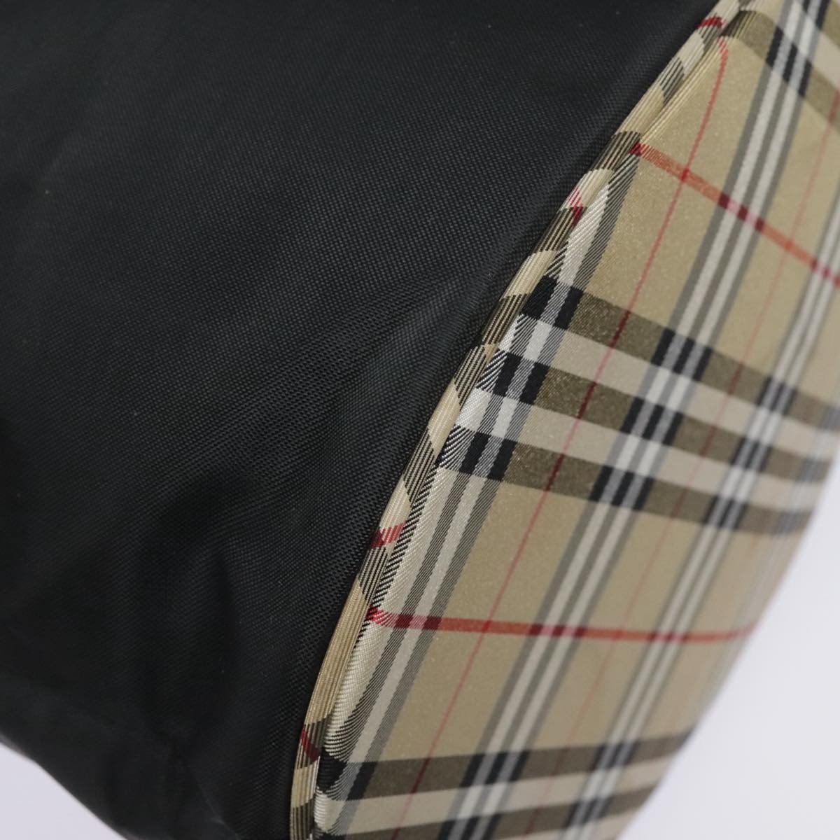 Burberry Nova Check Blue Label Tote Bag Nylon Black Beige - 15