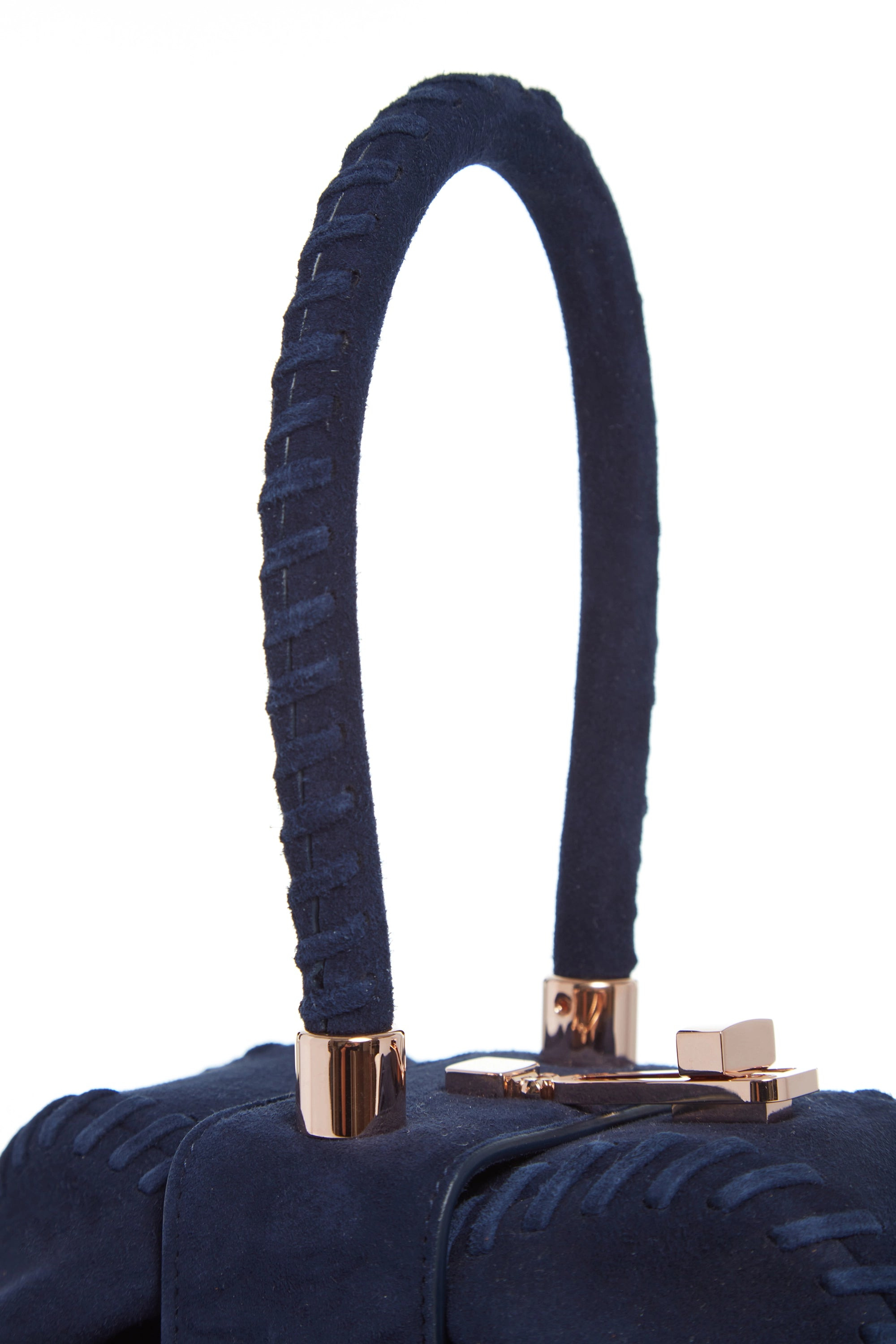 Whipstitch Demi Bag in Navy Suede - 4