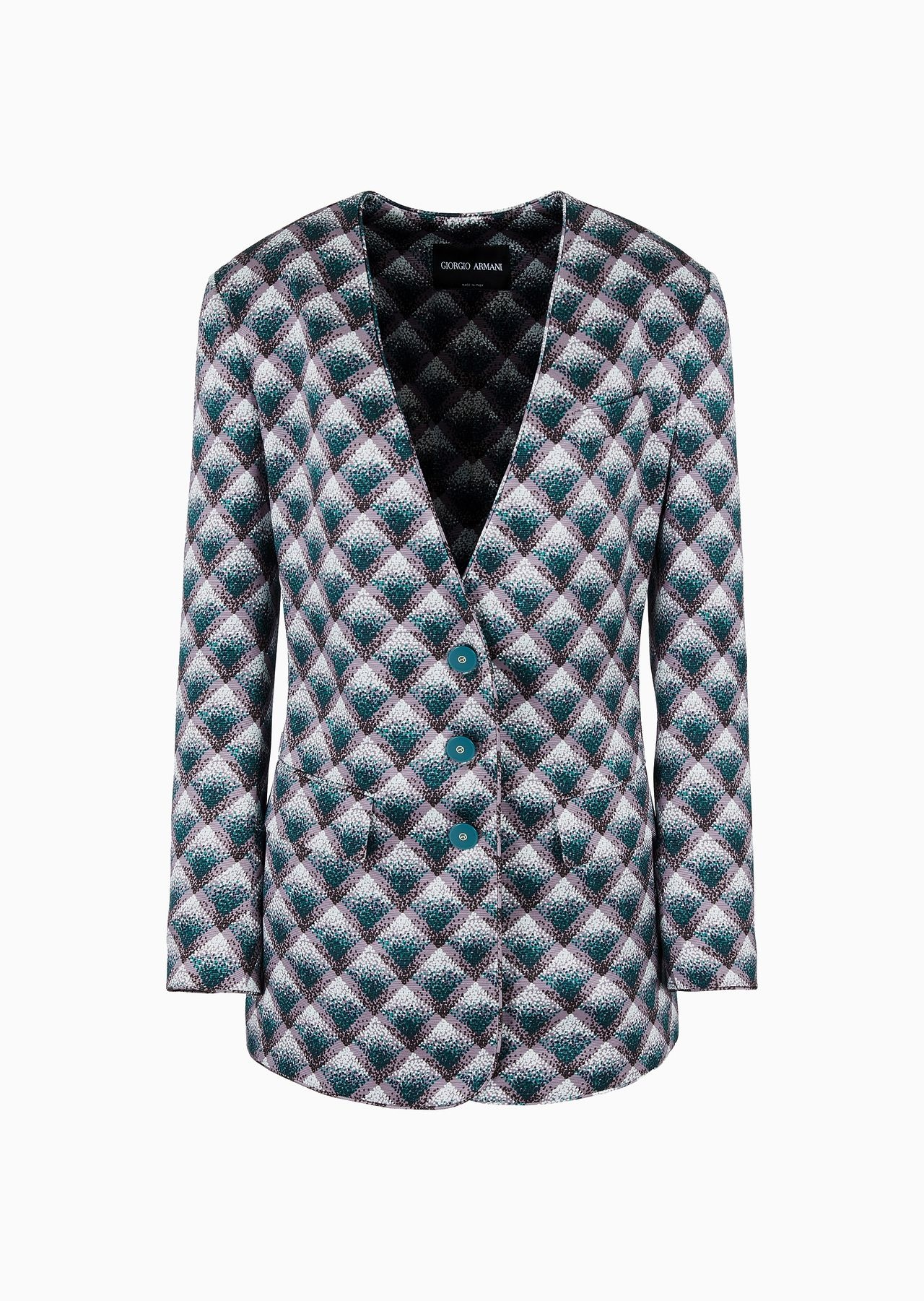 Single-breasted jacket in gradient print silk faille - 1