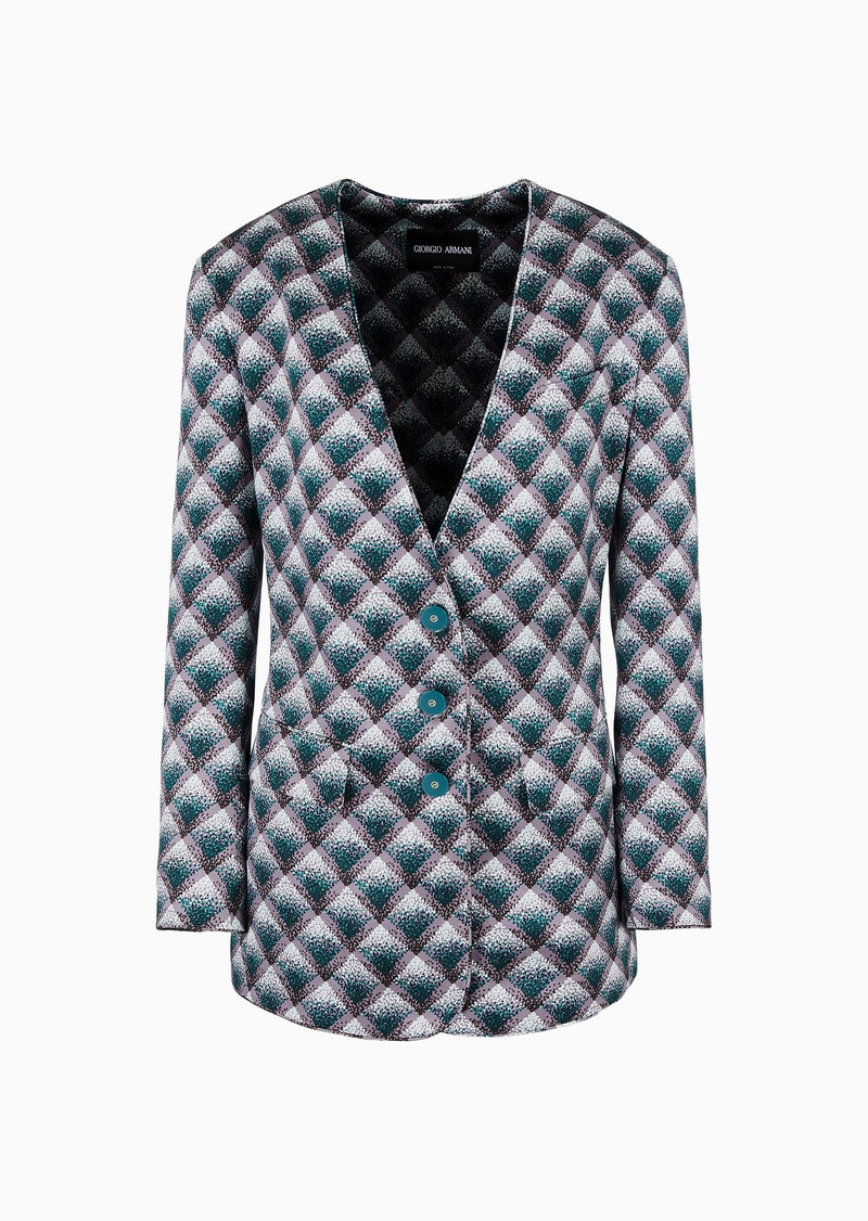 Single-breasted jacket in gradient print silk faille 1