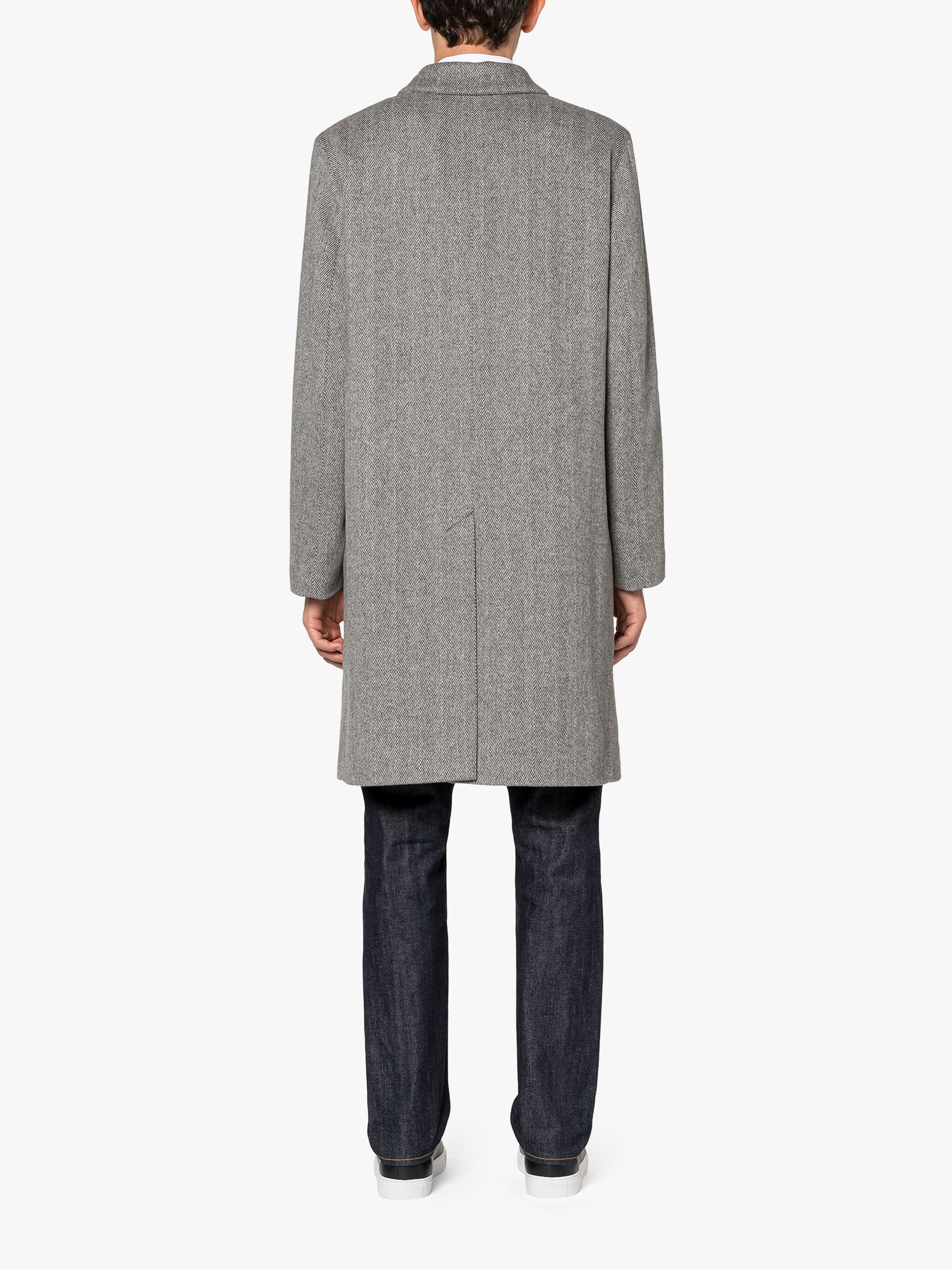 DUNKELD GREY HERRINGBONE CASHMERE 3/4 COAT - 2