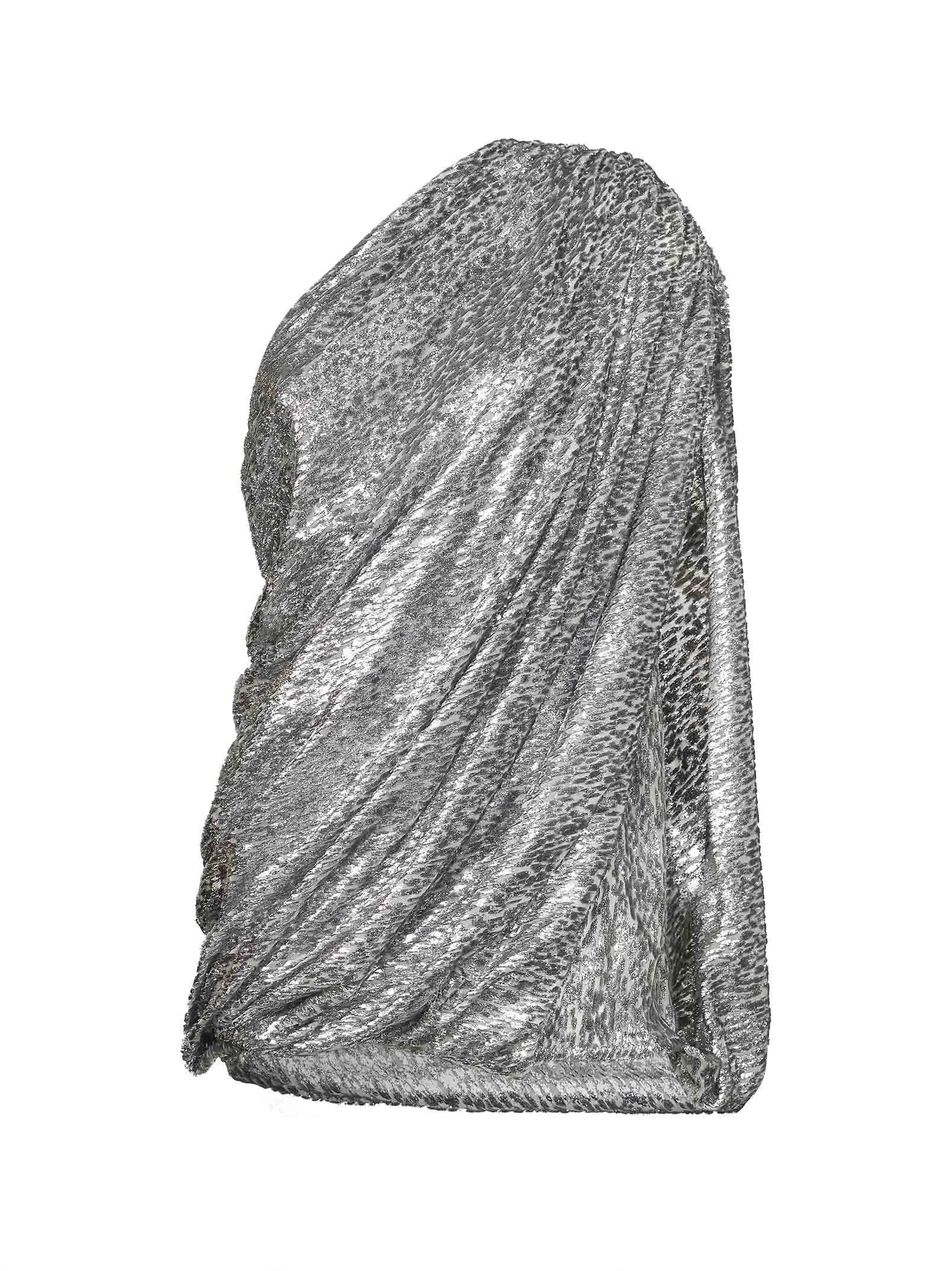 Silver animalier lamé velvet draped minidress - 1