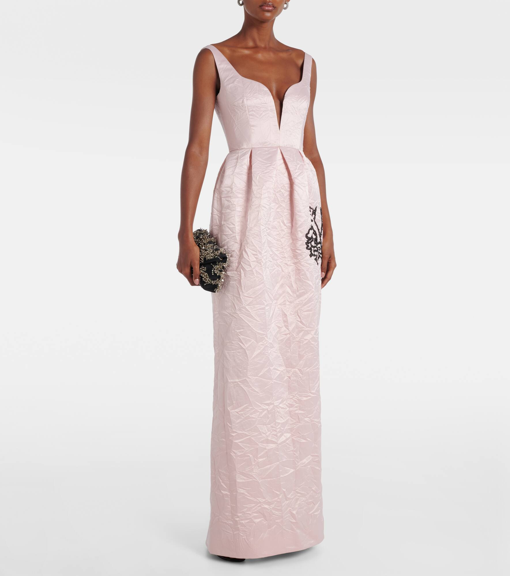 Embroidered satin gown - 2