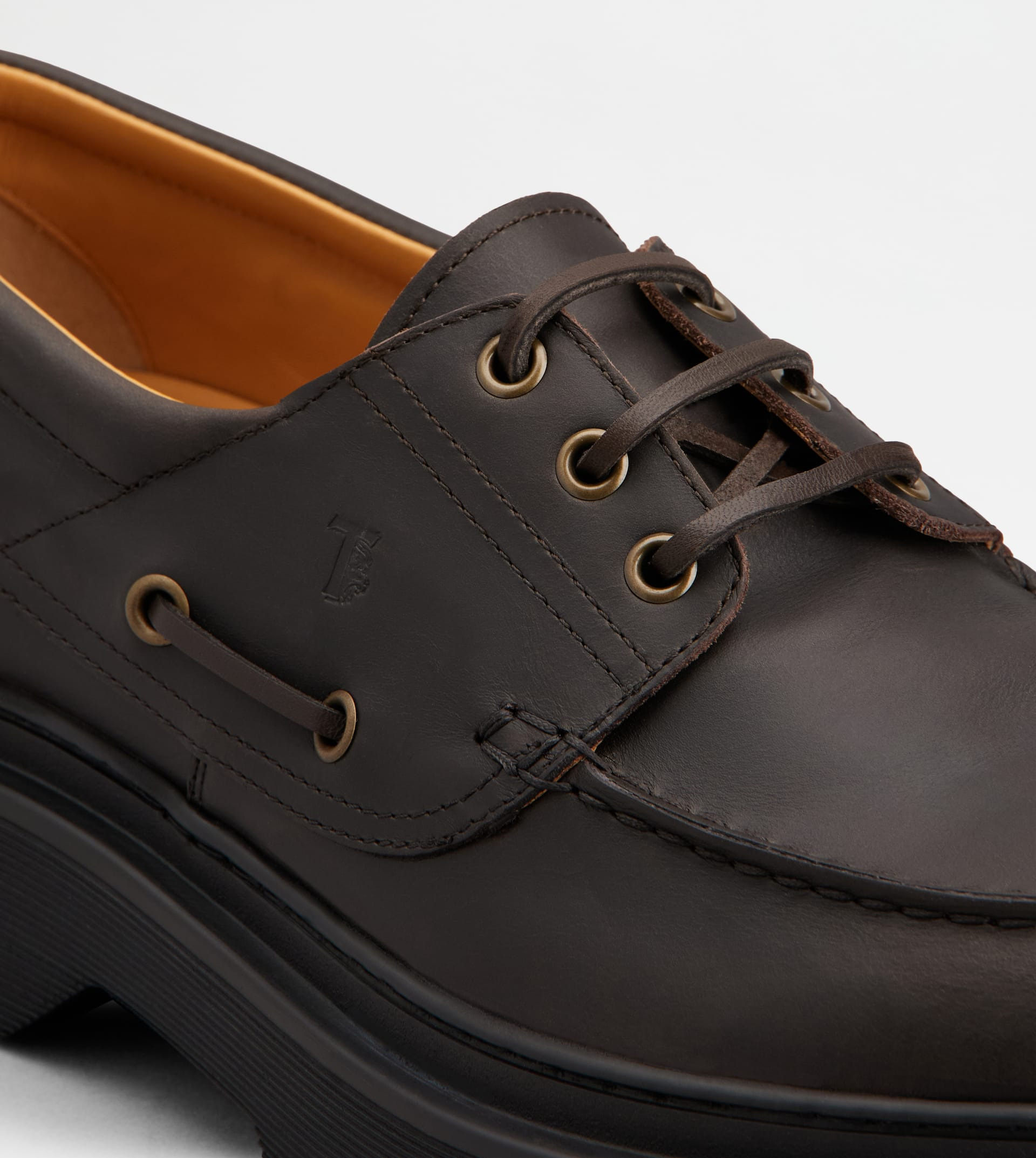 BOAT SHOES IN LEATHER - BROWN - 5