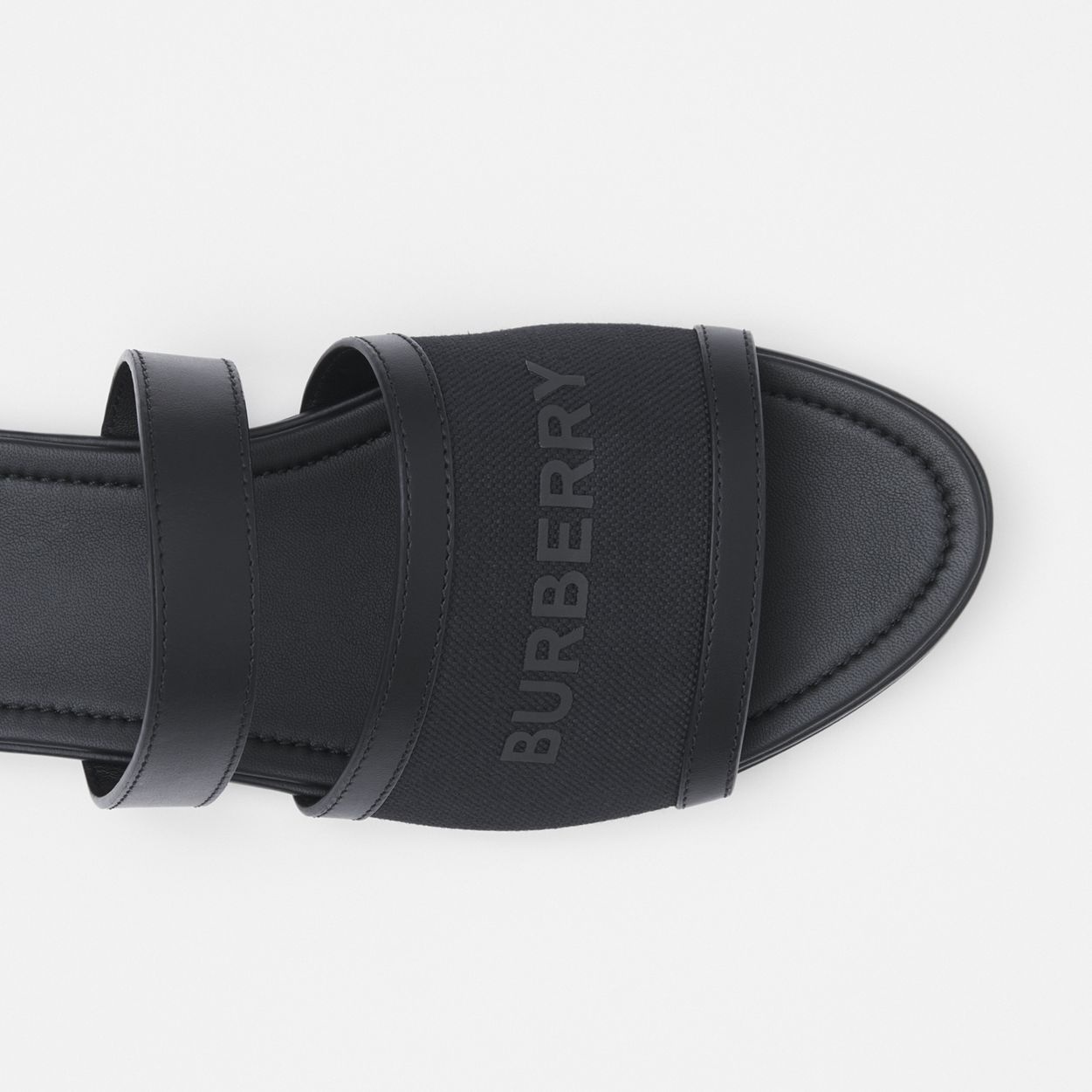Logo Print Canvas and Leather Sandals - 3