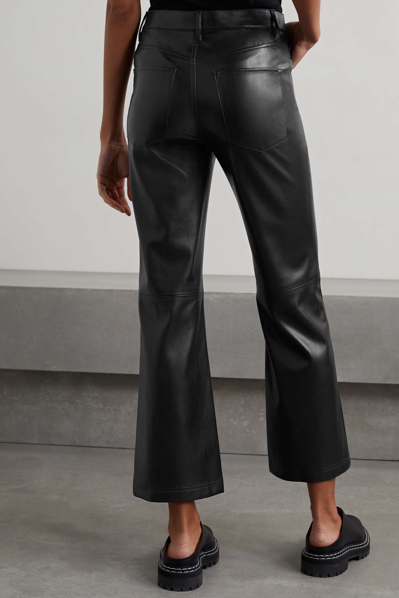 Marshall cropped vegan leather flared pants - 4