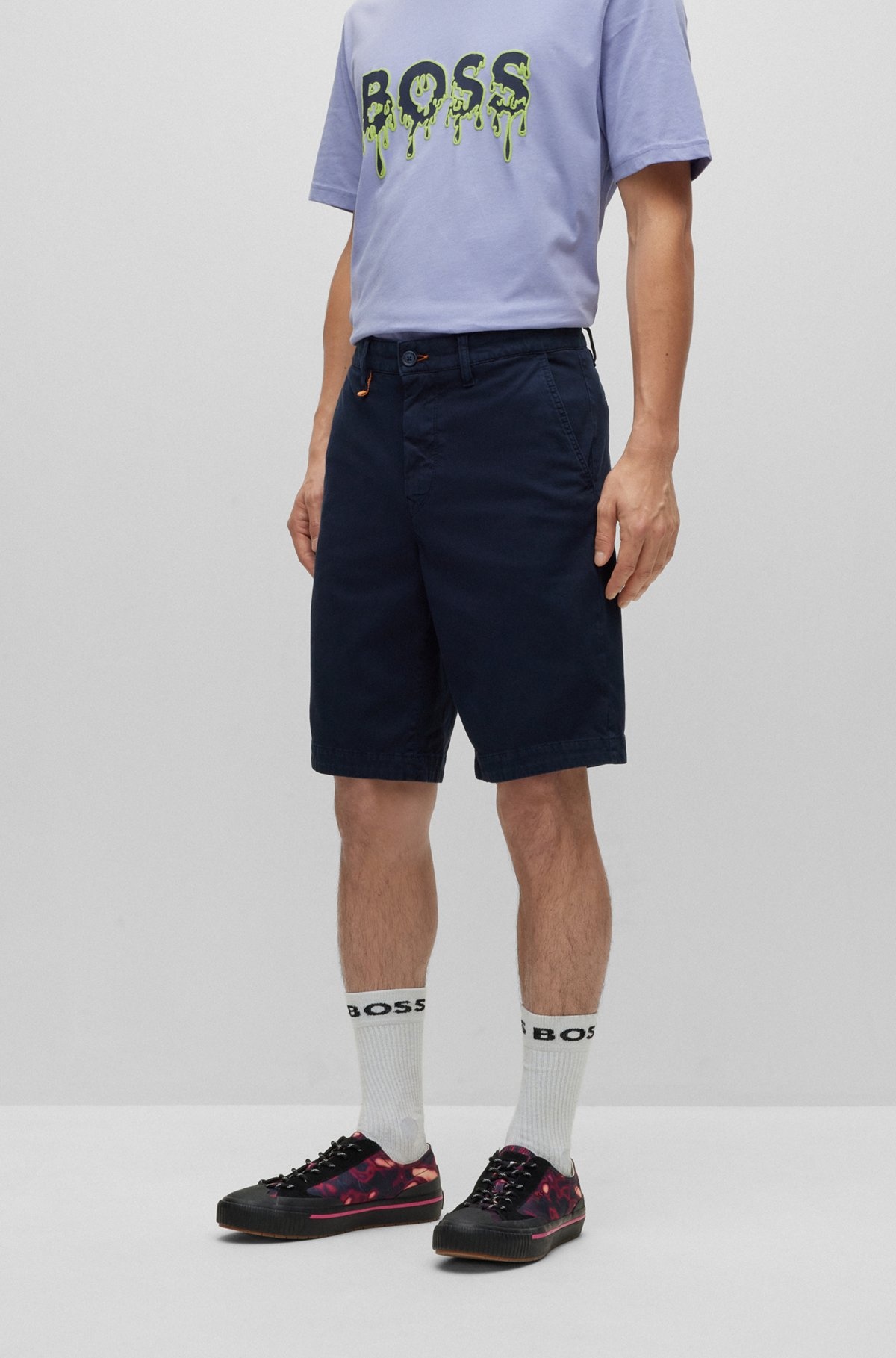 TAPERED-FIT SHORTS IN A COTTON BLEND - 2