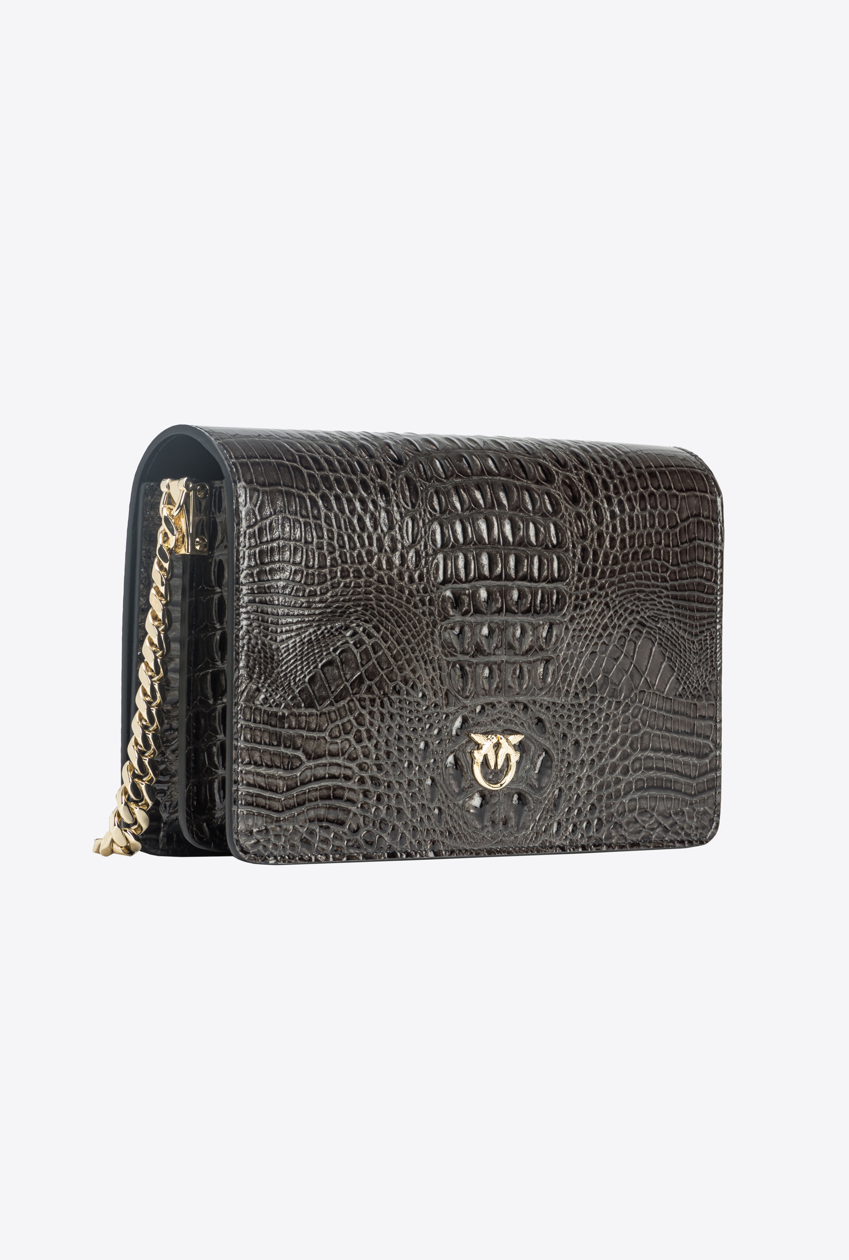 PINKO GALLERIA CLASSIC LOVE BAG CLICK IN SHINY CROCODILE-PRINT LEATHER - 2