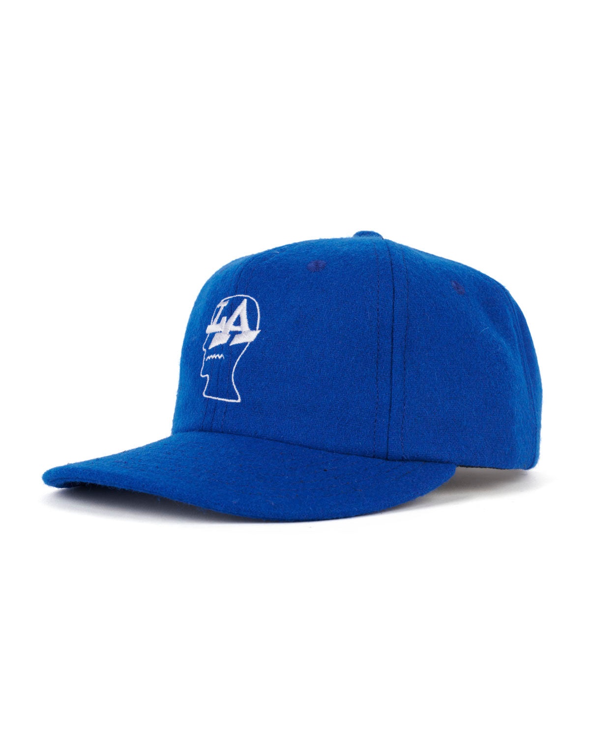 Wool Flannel LA Logo Head 6 Panel Hat - Blue - 3