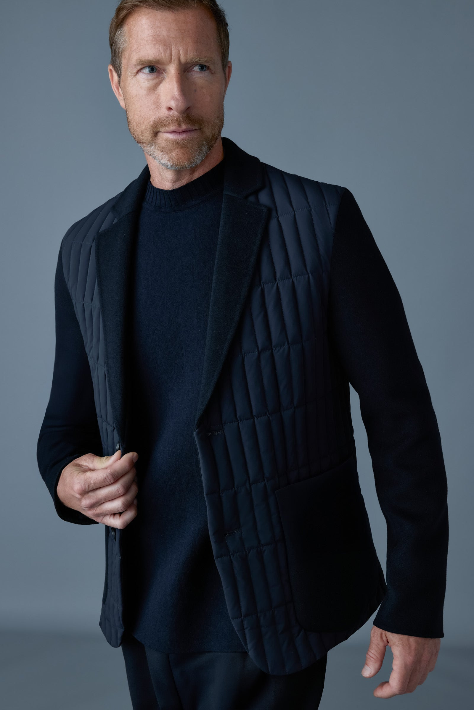 JOHN Mixed-media vertical quilt blazer - 5