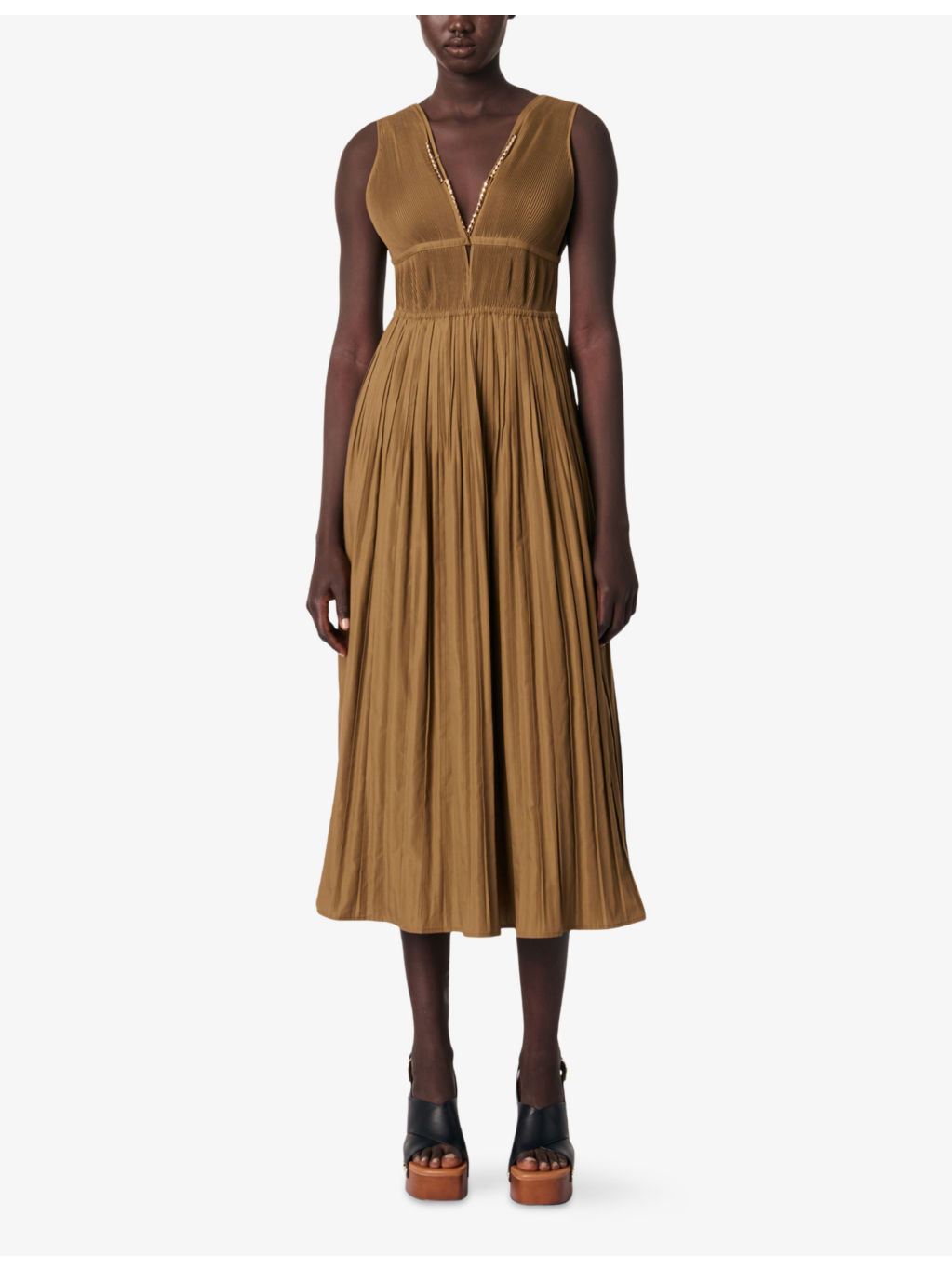 Jewel-Embellished Pleated Cotton-Blend Maxi Dress - 2