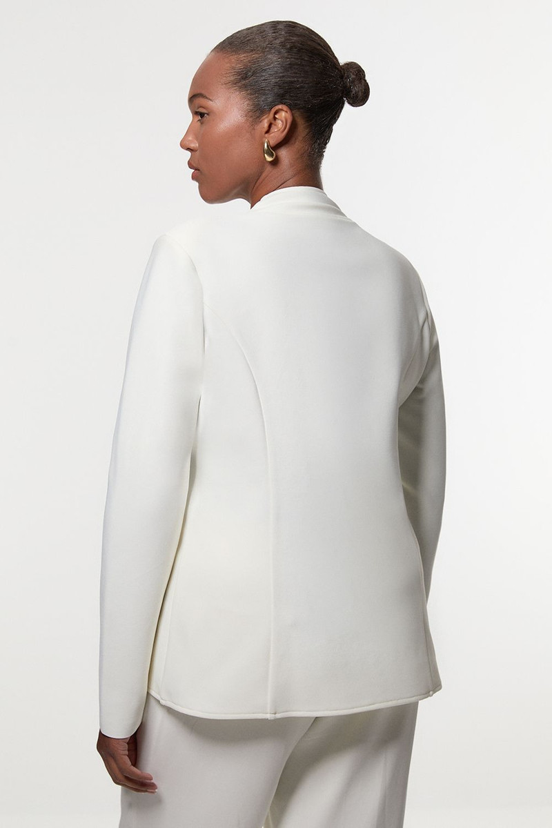 Plus Size Figure Form Bandage Knit Side Zip Longline Jacket 5