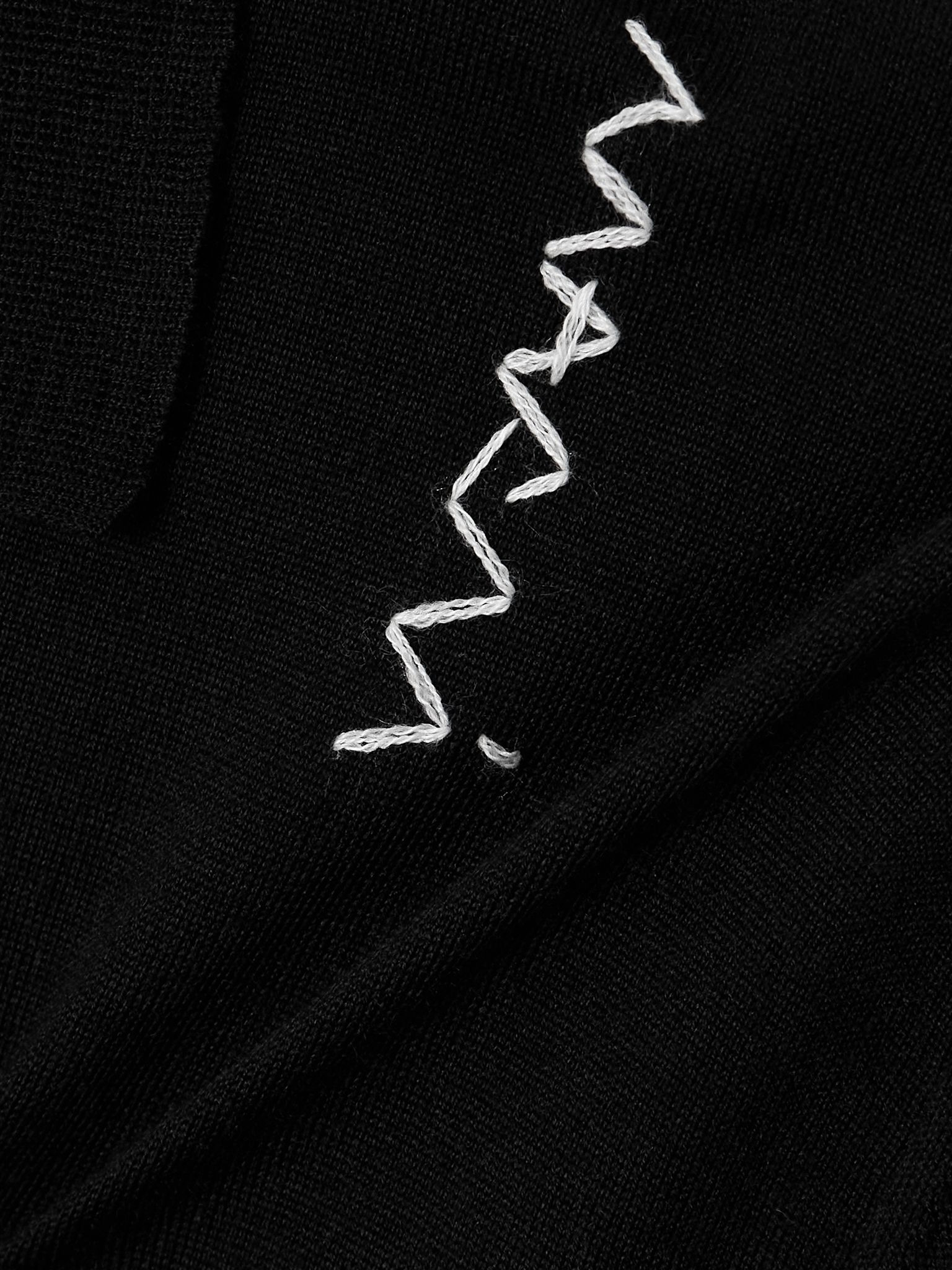 Embroidered wool and silk-blend polo Black - 5