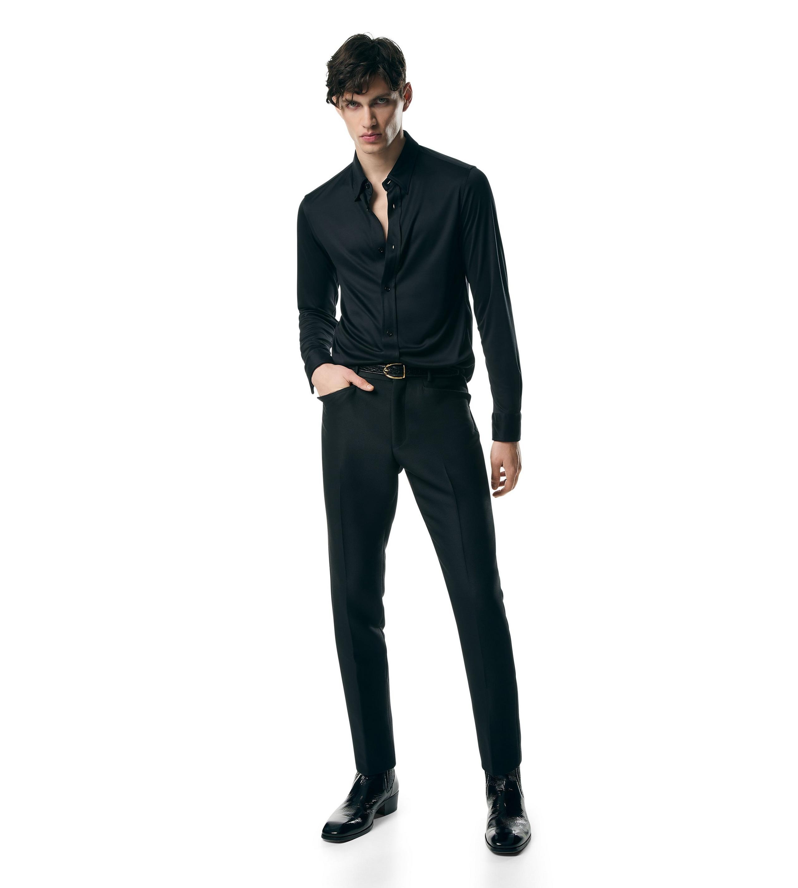 PURE SILK SHINE JERSEY SHIRT - 2
