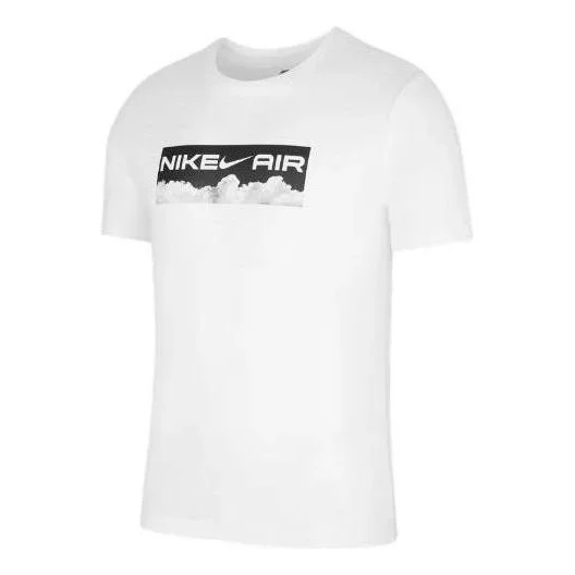 Men's Nike Alphabet Logo Printing Round Neck Pullover Short Sleeve White T-Shirt DR7806-100 - 1