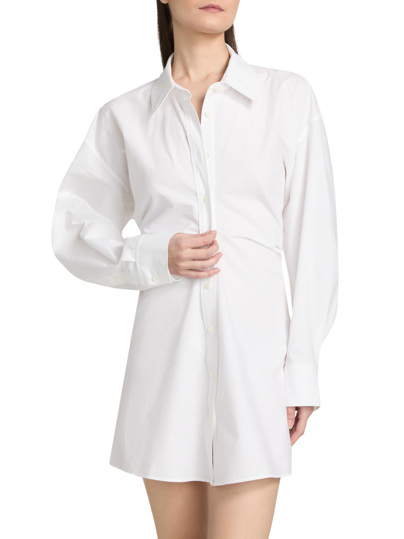Women's Cotton Poplin Mini-Shirtdress - White 3