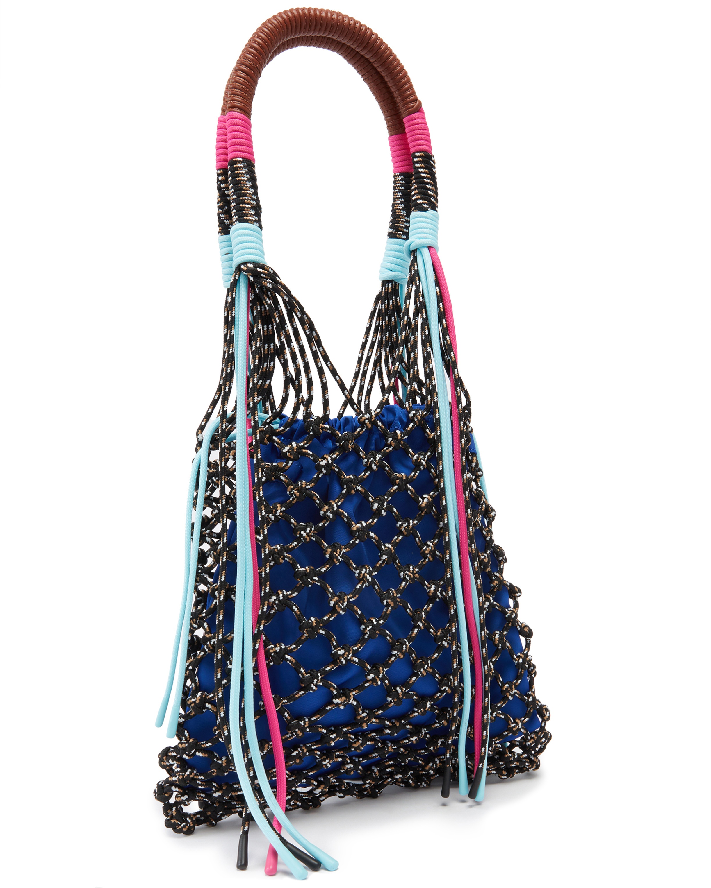 MEDIUM MULTICOLOR MESH HANDBAG WITH DRAWSTRINGS AND LOGO CHARM - 2