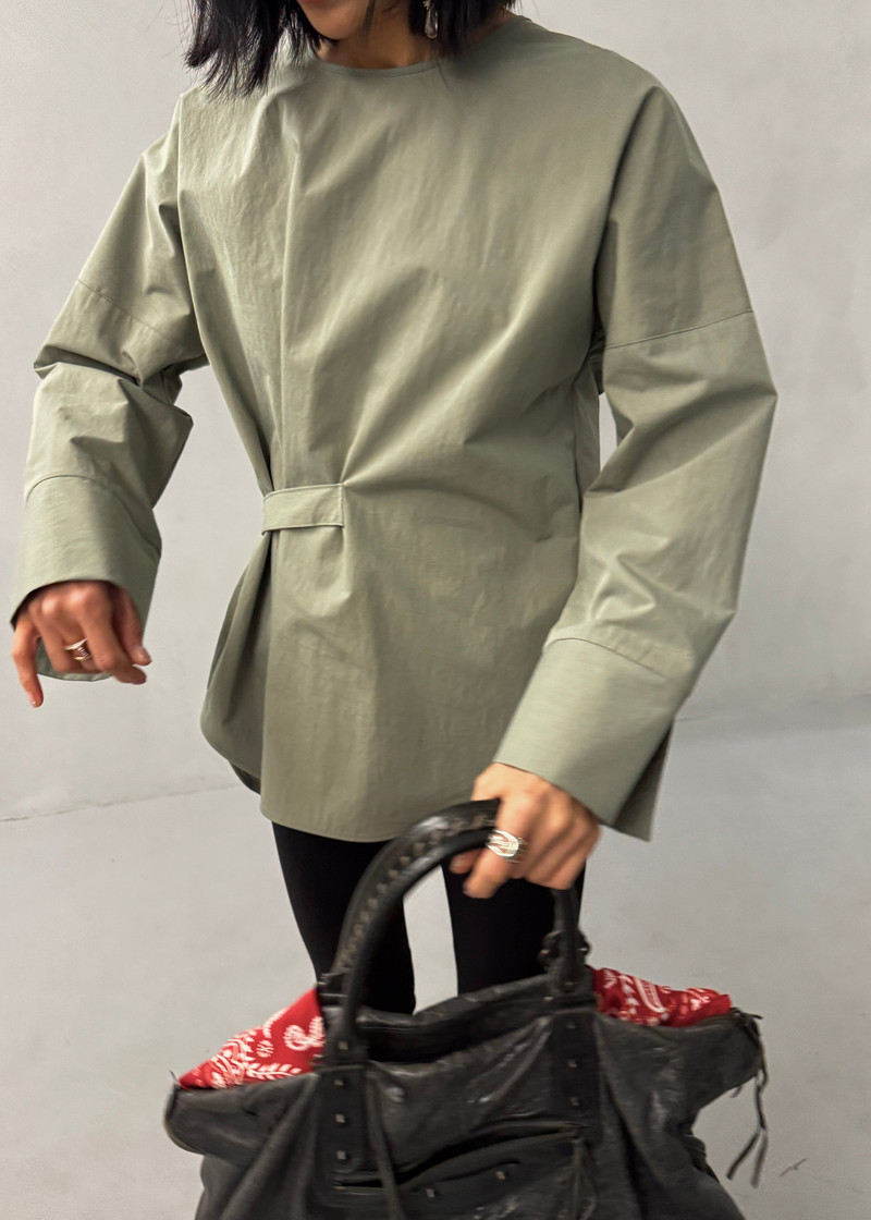 Ames Belted Top - Sage 6