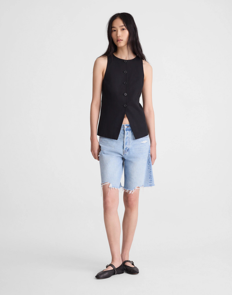 Crewneck Cutaway Vest in Drapey Twill 3