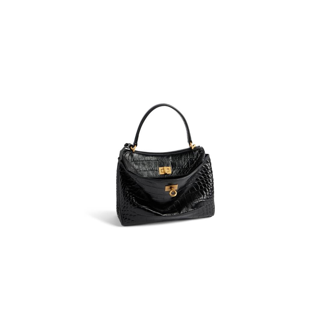 Women's Rodeo Mini Handbag Crocodile Embossed  in Black - 2