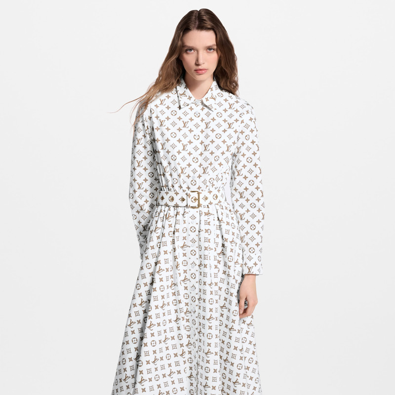 Woven Monogram Print Shirt Dress 2