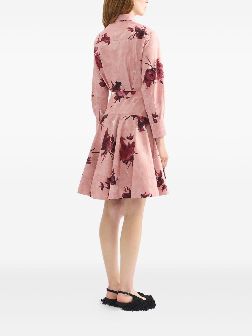 floral-print shirt dress - 3