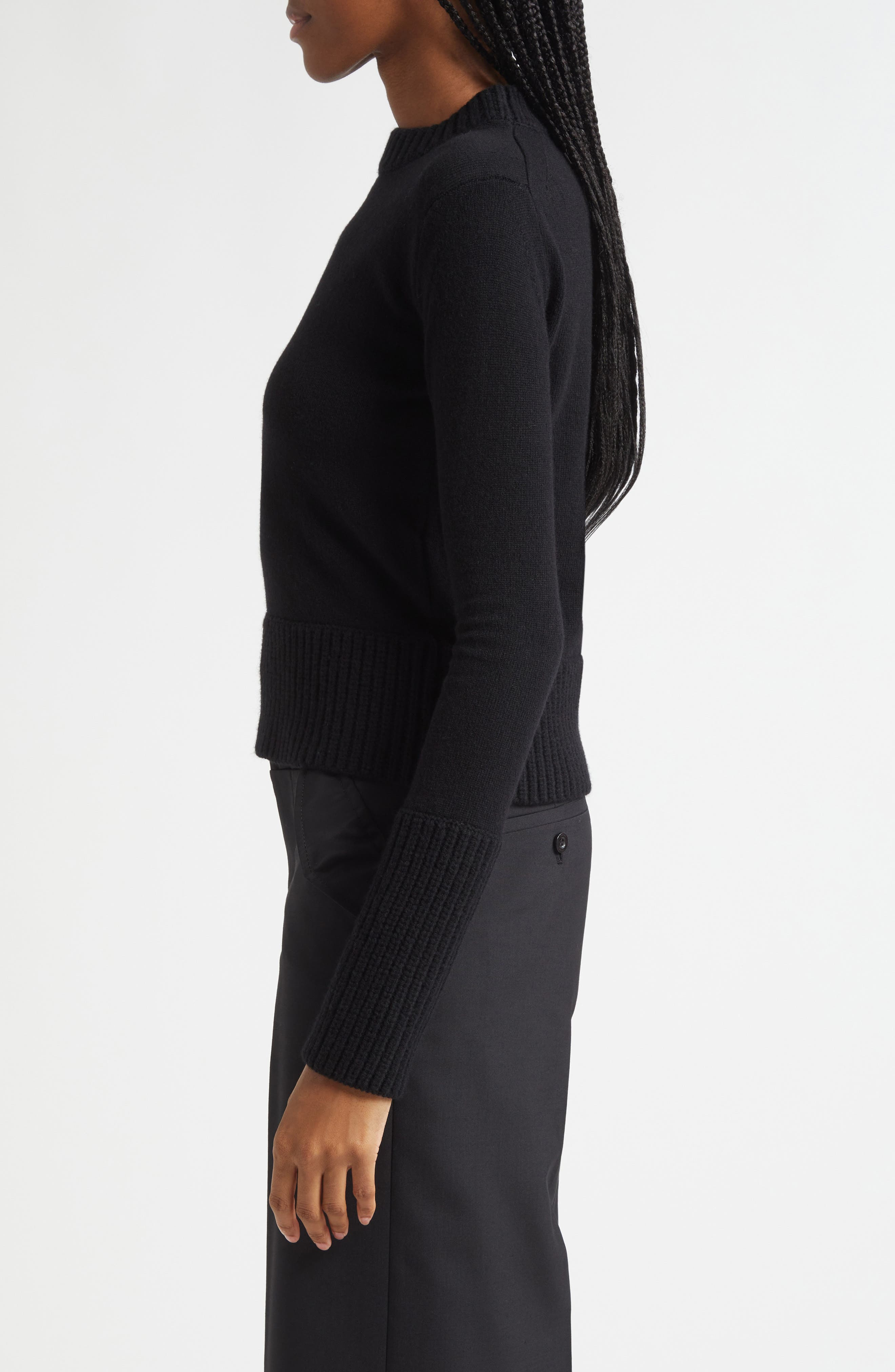 Sacai Crewneck Wool Sweater in Black at Nordstrom - 4