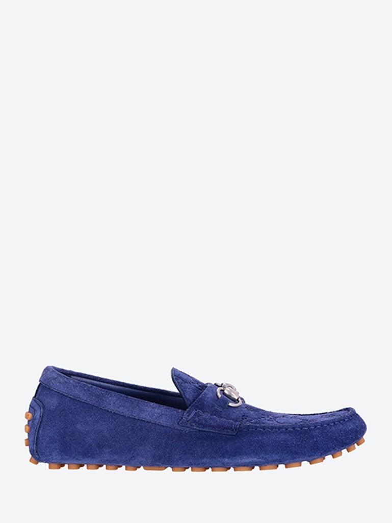 Gucci Men Byorn Driver Suede Gg Loafers - 1