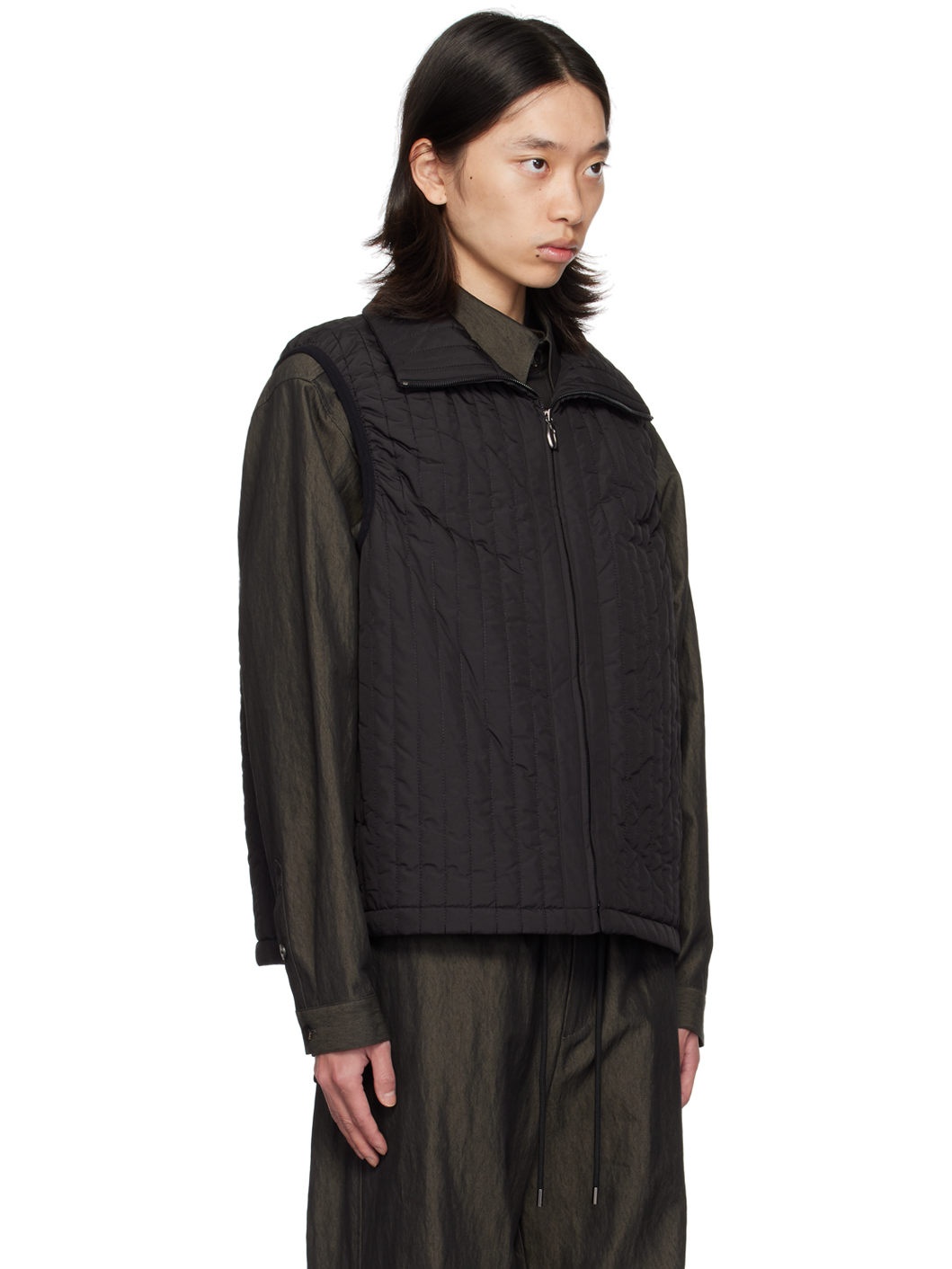 Black Quilted Vest - 2