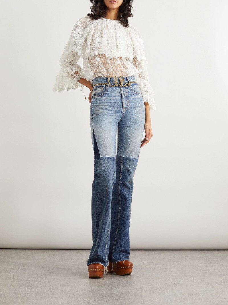Chloé Patchwork mid-rise flared jeans Mid denim outlook