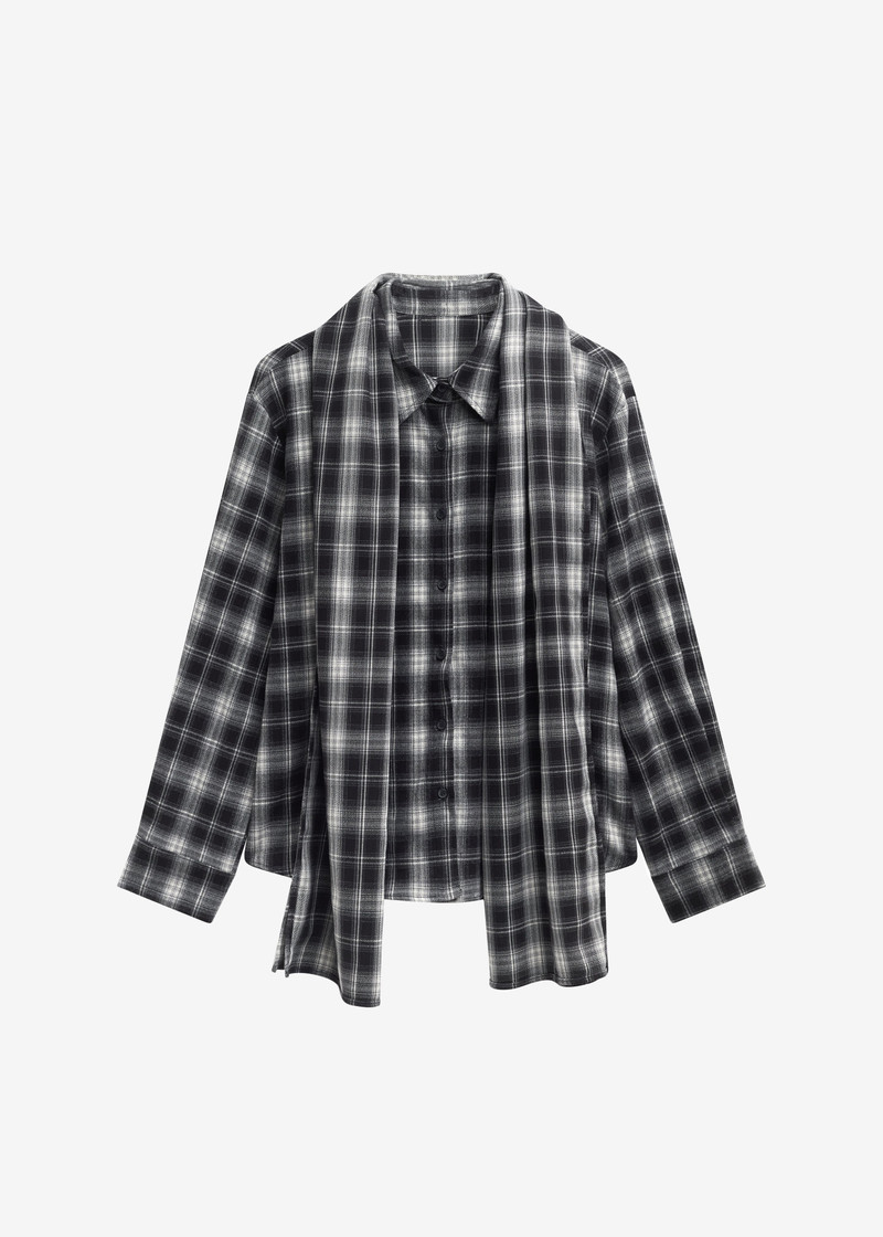 Rue Scarf Shirt - Black Plaid 1
