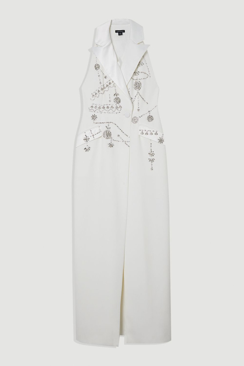 Crystal Embellished Cady Sleeveless Blazer 4