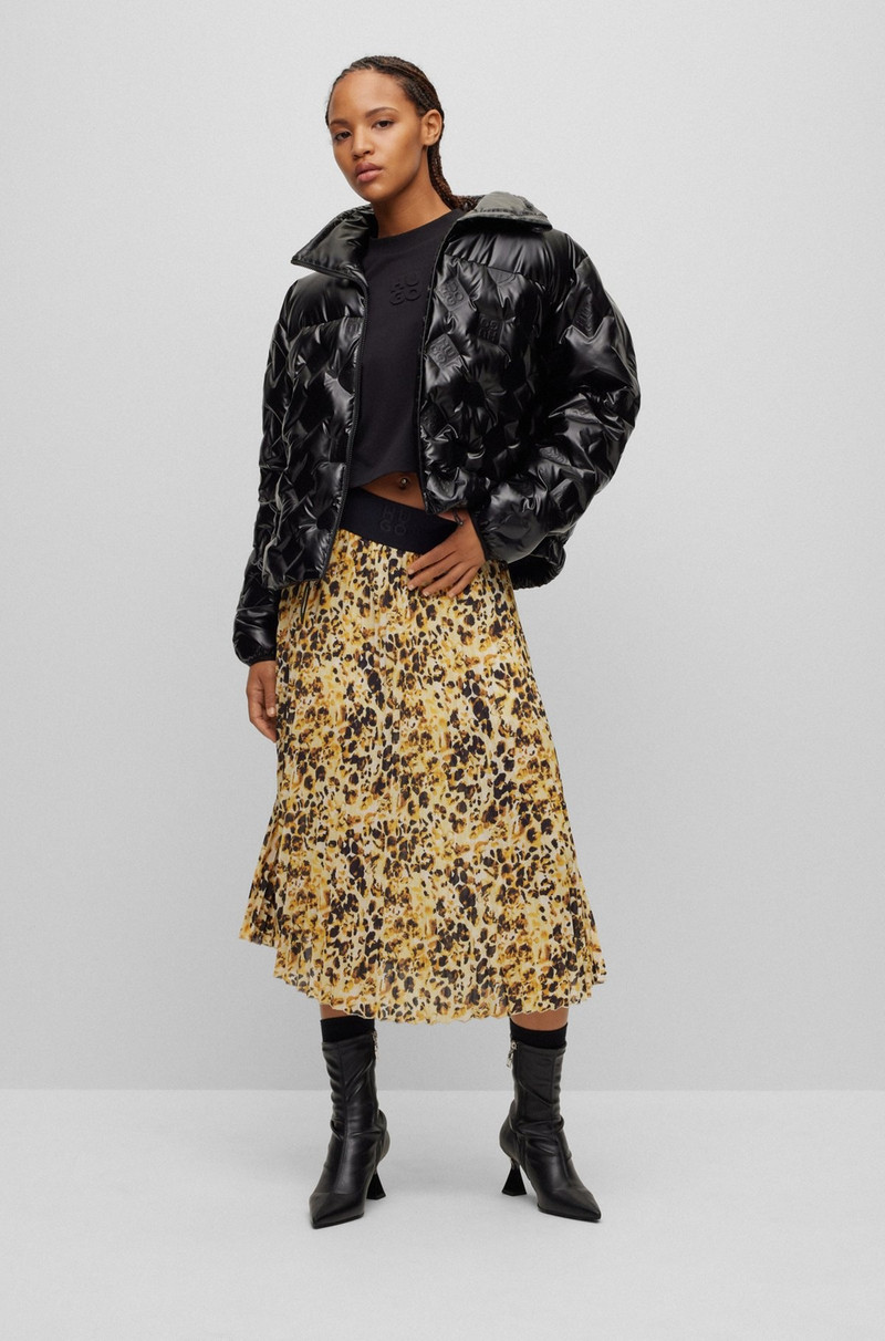 HUGO LOGO-WAISTBAND PLISSÉ SKIRT WITH WATERCOLOR PRINT outlook