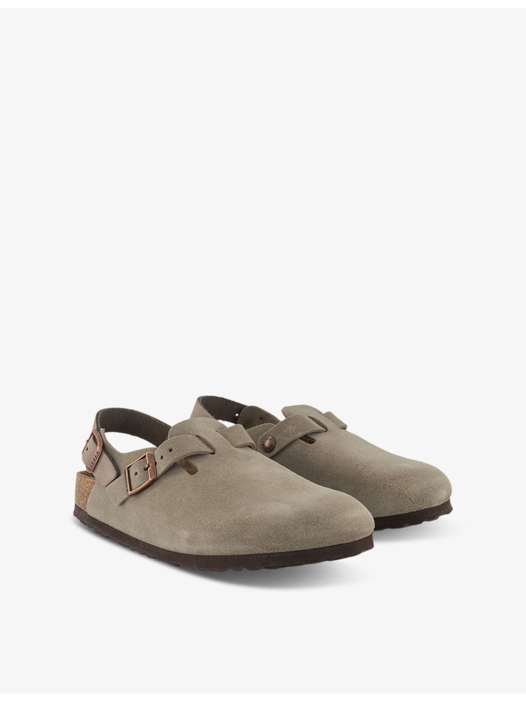 Tokio logo-embossed suede slingback clogs - 3