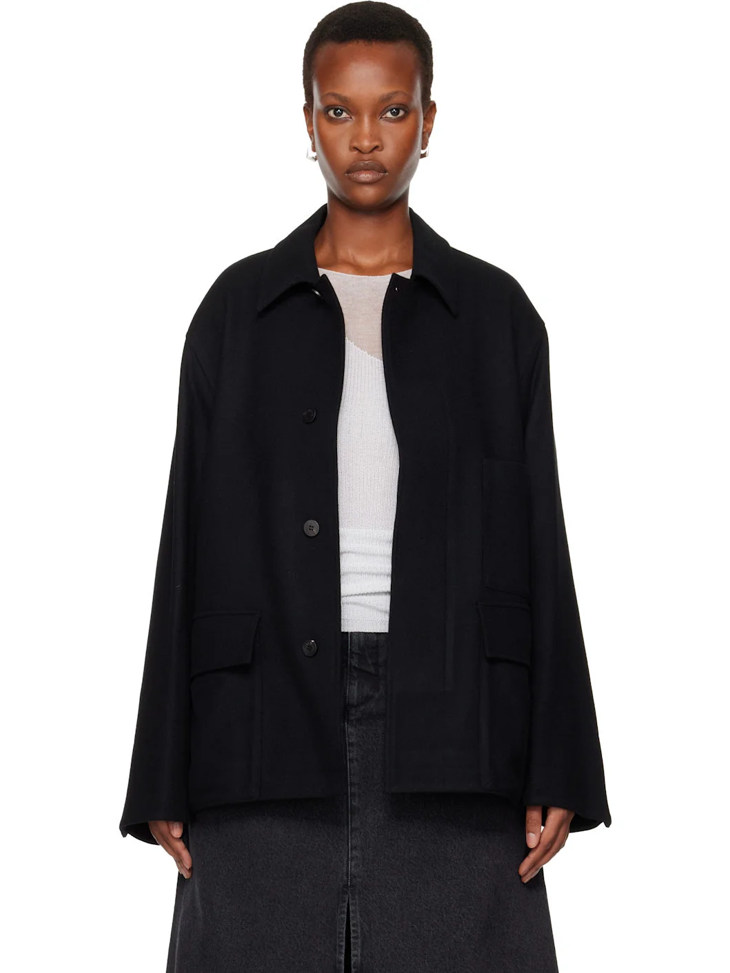 Black Wool Field Jacket - 1