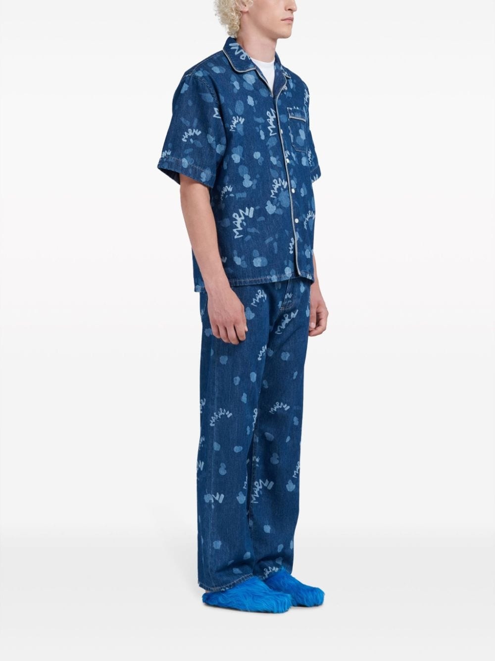 logo-print denim shirt - 2