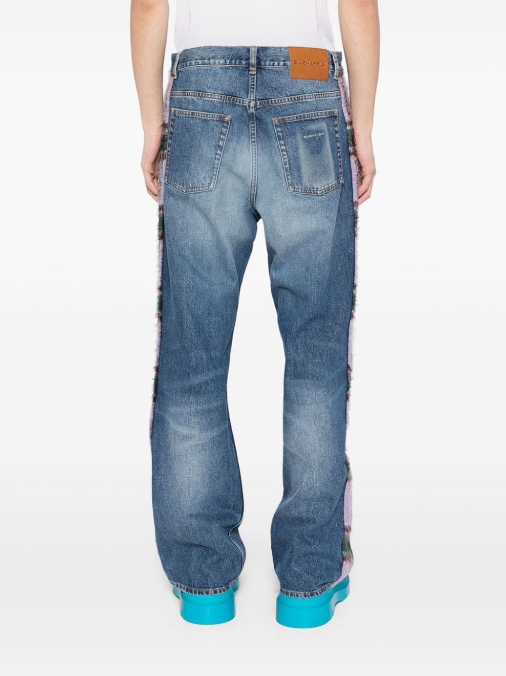 plaid fuzzy detailed jeans - 4