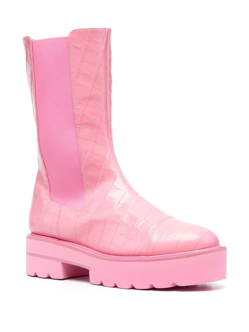Stuart Weitzman crocodile-effect leather boots outlook