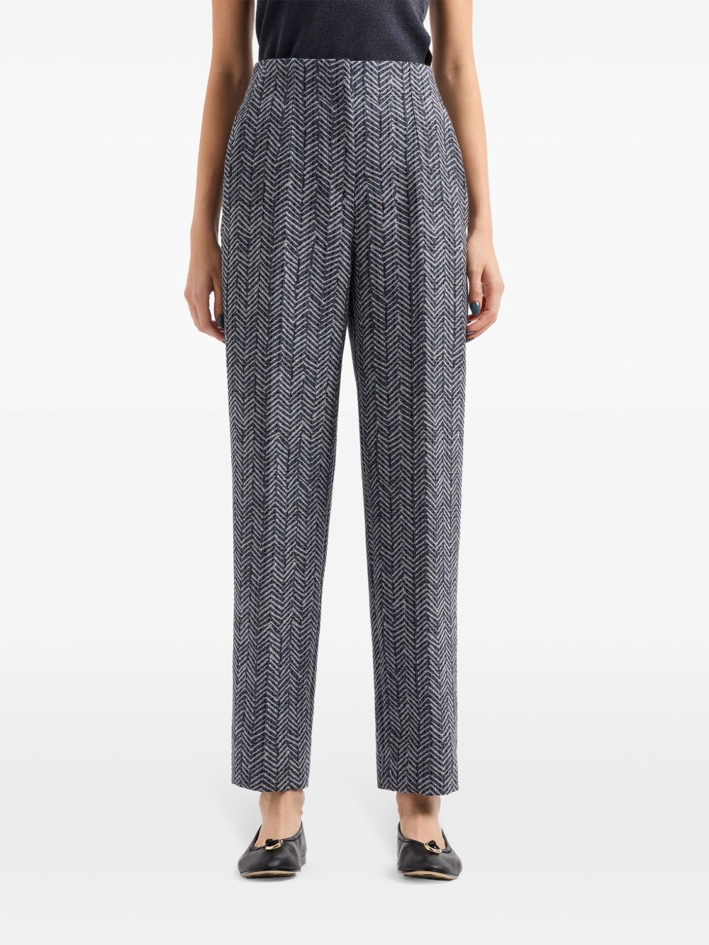 high-waisted chevron trousers - 2