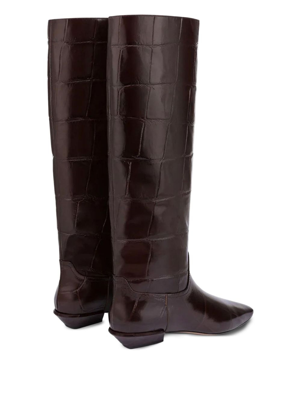 croco-embossed leather boots - 4