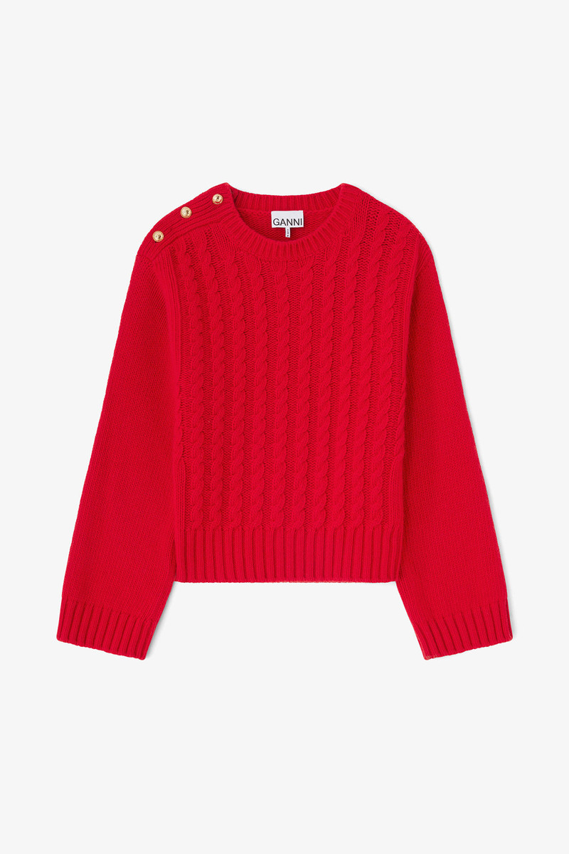 RED CABLE WOOL MIX SWEATER 1