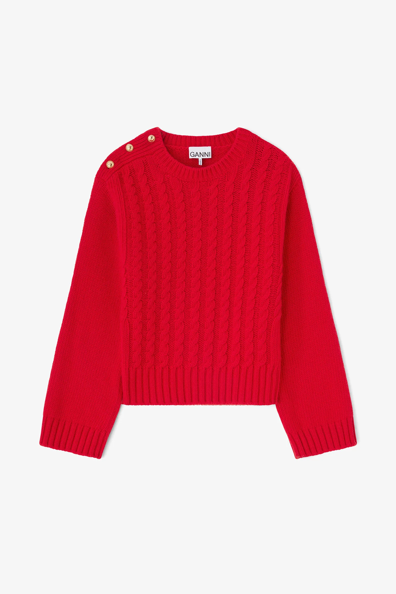 RED CABLE WOOL MIX SWEATER - 1