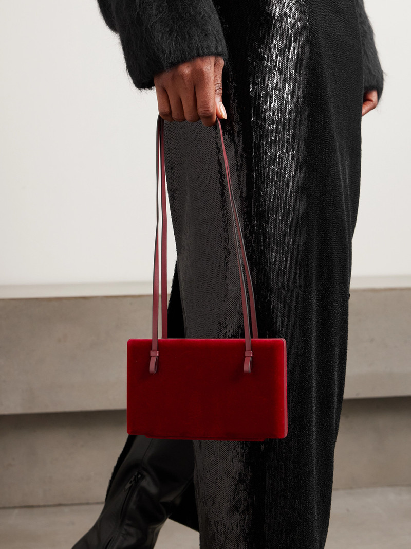 TOTEME Cocktail Leather-trimmed Velvet Shoulder Bag outlook
