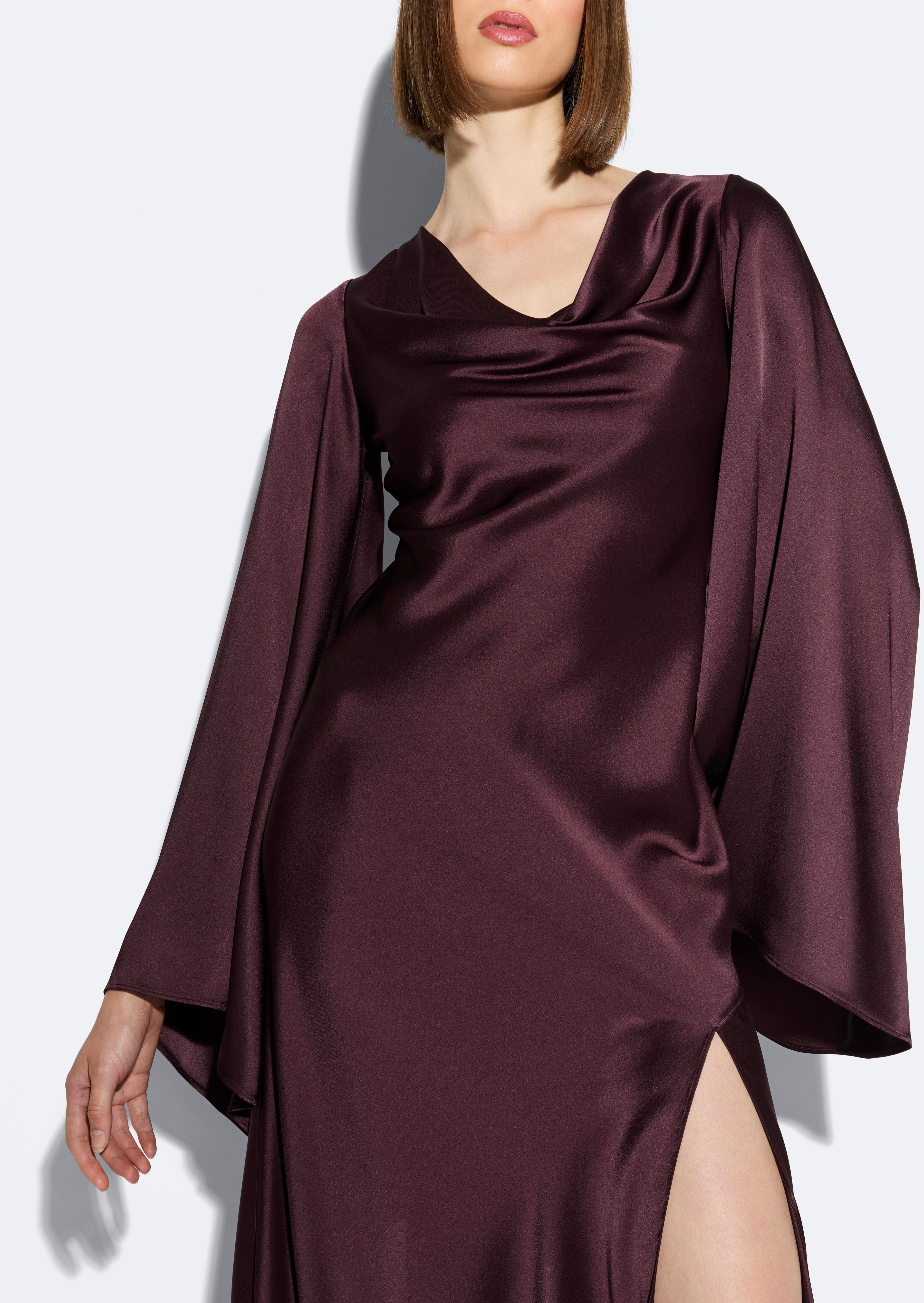 Satin Cowl Neck Gown - 4