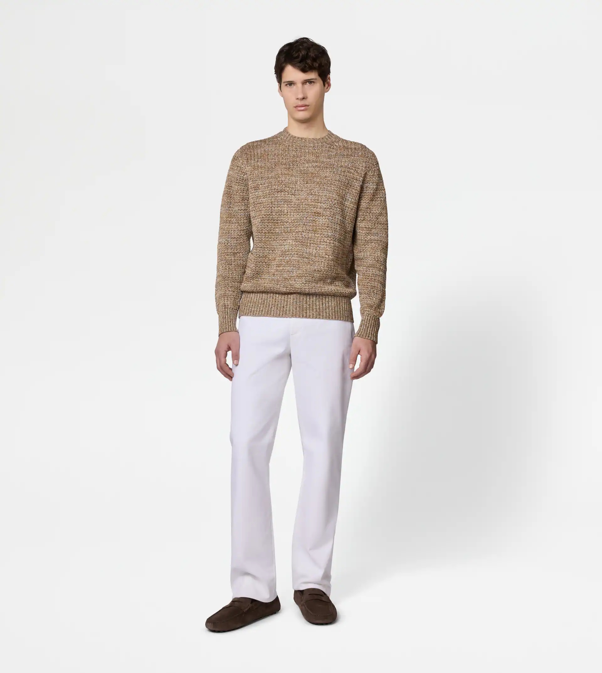 LINEN BLEND MOULINÉ PULLOVER - BEIGE - 2
