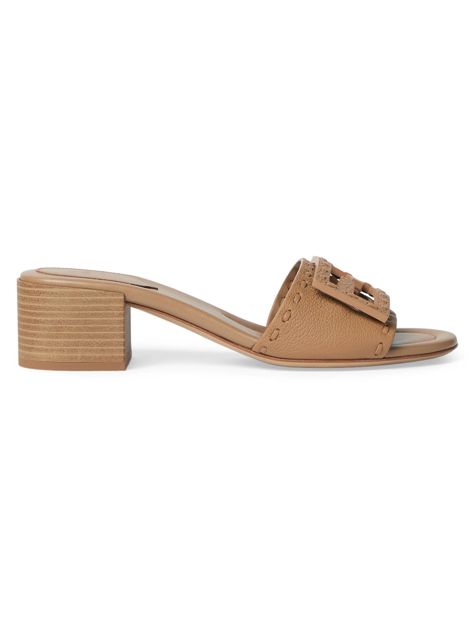 Women's Vitello 45MM Logo Leather Mules - Cammello Bag - 1